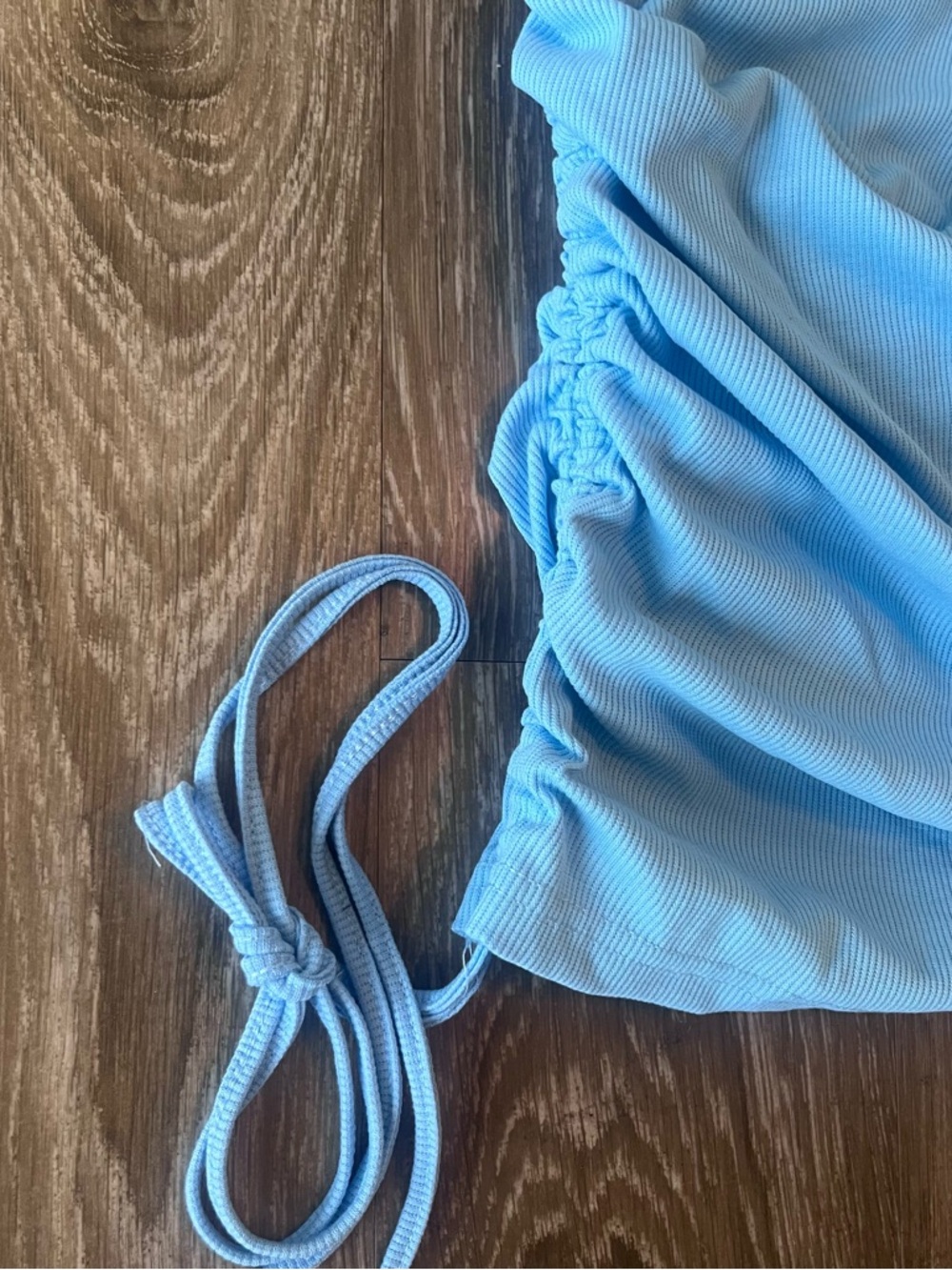 Light Blue One-Shoulder Ruched Dress - Picture 2 of 3